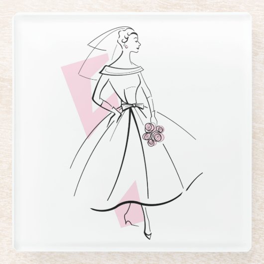 Mode Bride Roze onderzetter glas (Voorkant)