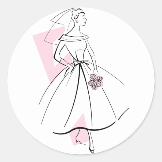 Mode Bride Roze sticker rond (Voorkant)