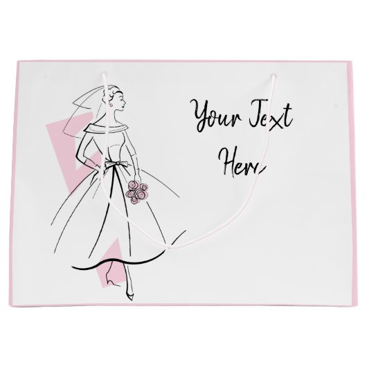 Mode Bride Roze Tekstcadeau grote roze tas Groot Cadeauzakje (Voorkant)