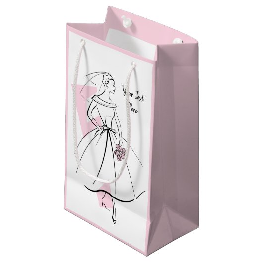 Mode Bride Roze Tekstcadezak klein roze Cadeauzakje (Voorkant Gekanteld)