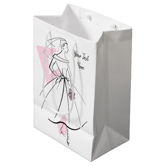 Mode Bride Roze Tekstcadezak medium Cadeauzakje (Voorkant Gekanteld)