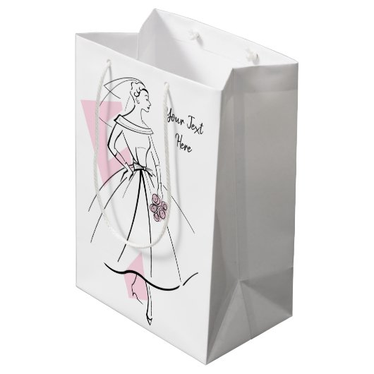 Mode Bride Roze Tekstcadezak medium Cadeauzakje (Achterkant Gekanteld)