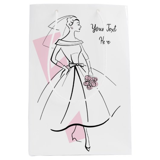 Mode Bride Roze Tekstcadezak medium Medium Cadeauzakje (Voorkant)