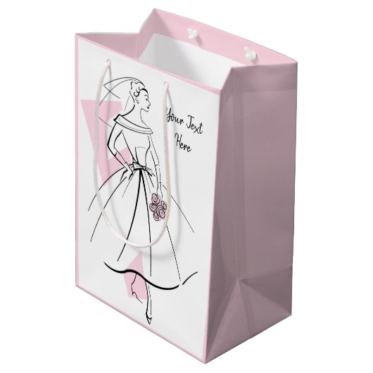 Mode Bride Roze Tekstcadezak medium roze Medium Cadeauzakje (Achterkant Gekanteld)