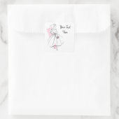 Mode Bride Roze Tekstvierkant Vierkante Sticker (Tas)
