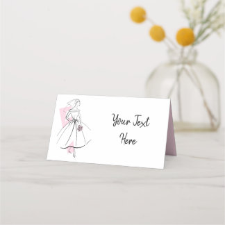 Mode Bride Roze Text place card Plaatskaartje
