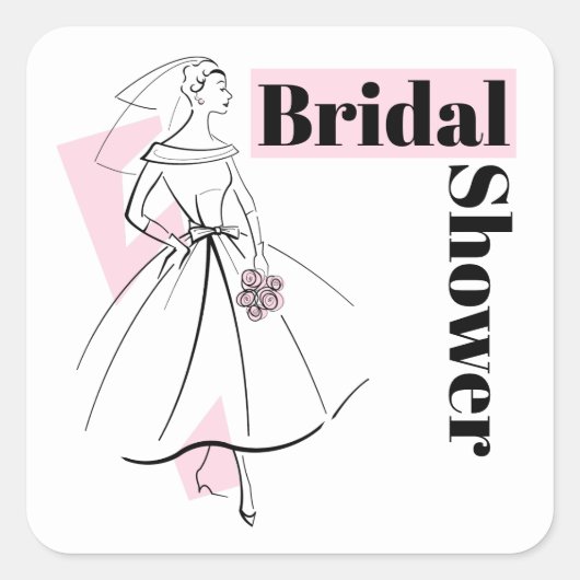 Mode Bride Roze vierkant Vrijgezellenfeest Vierkante Sticker (Voorkant)