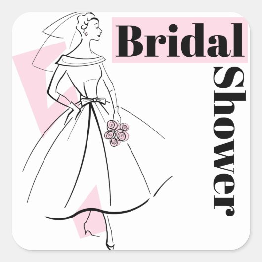 Mode Bride Roze vierkant Vrijgezellenfeest Vierkante Sticker (Voorkant)