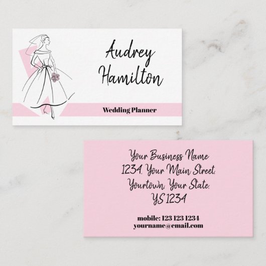Mode Bride Roze visitekaartje roze achterzijde (Voorkant / Achterkant)