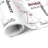 Mode Bride Roze Vrijgezellenfeest Datum Naam Cadeaupapier (Rol Hoek)