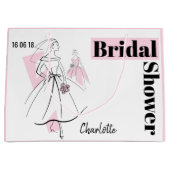 Mode Bride Roze Vrijgezellenfeest Datum Naam L roz Groot Cadeauzakje (Voorkant)
