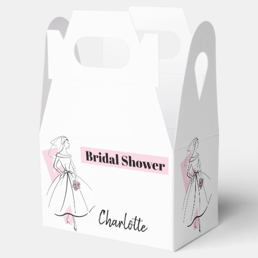 Mode Bride Roze Vrijgezellenfeest Naam gable Bedankdoosjes (Geopend)