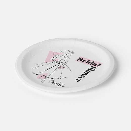 Mode Bride Roze Vrijgezellenfeest Naam papieren bo Papieren Bordje (Gekanteld)