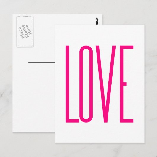 Mode Bright Pink Love Briefkaart (Voorkant / Achterkant)