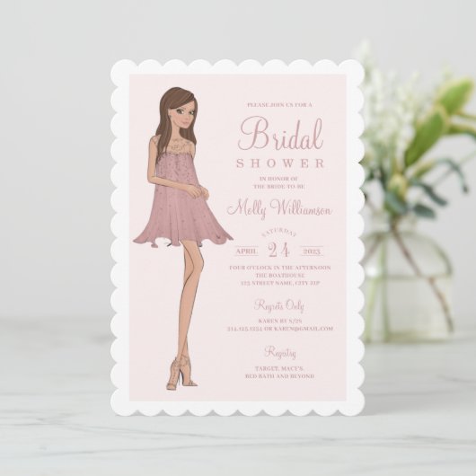 Mode bruid bruidsdouche uitnodiging (Staand voorkant)