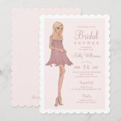 Mode bruid bruidsdouche uitnodiging (Voorkant / Achterkant)