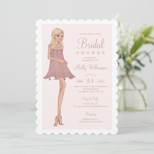 Mode bruid bruidsdouche uitnodiging (Staand voorkant)