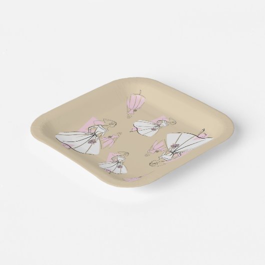 Mode bruid Neutrale Groep Multi vierkant Papieren Bordje (Gebogen)