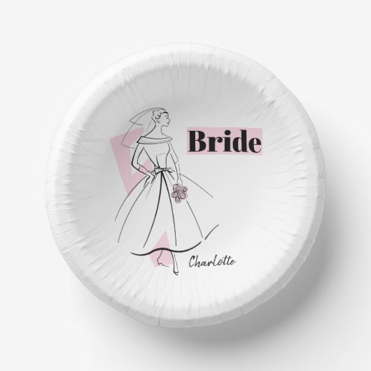 Mode Bruid Roze Bruid Naam Papieren Kommen (Voorkant)
