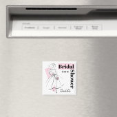 Mode Bruid Roze Bruiloft Datum Naam vierkant Magneet (Insitu (Vaatwasser))