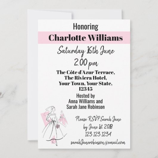 Mode Bruid Roze Groep Bruids Douche uitnodiging (Achterkant)