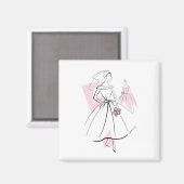 Mode Bruid Roze Groep magneet vierkant (Voorkant / Achterkant)