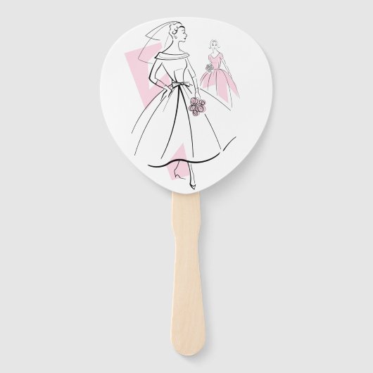 Mode Bruid Roze Groep waaierpeddel Handwaaier (Voorkant)