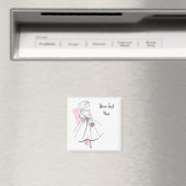 Mode Bruid Roze Tekst magneet vierkant (Insitu (Vaatwasser))