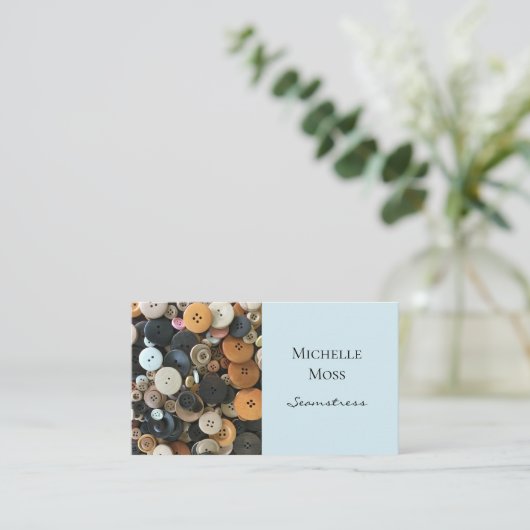 Mode Buttonnen blauw Visitekaartje (Staand voorkant)