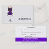 Mode cadeaubonnen kortingskaartje (Voorkant / Achterkant)