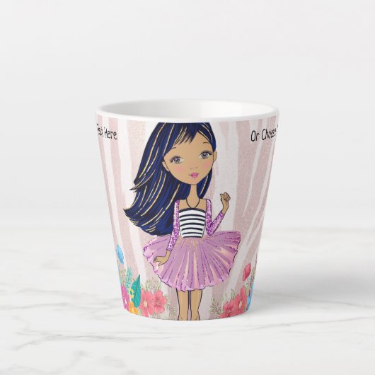 Mode Chic Floral Roos Gold Glitter Latte Mok (Voorkant)