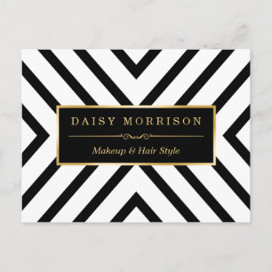 Mode - Classy Gold Black White Stripes patroon Briefkaart