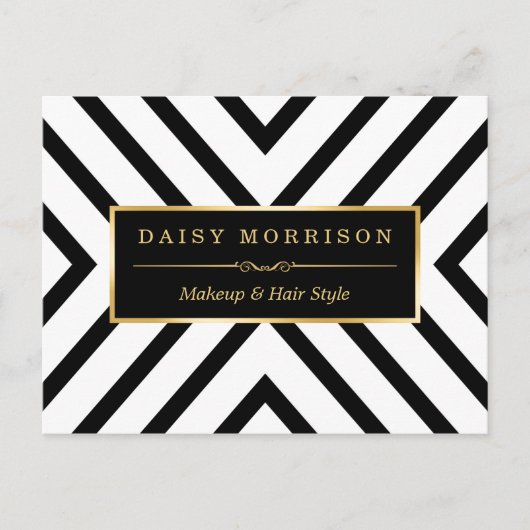 Mode - Classy Gold Black White Stripes patroon Briefkaart (Voorkant)