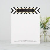 Mode - Classy Gold Black White Stripes patroon Gepersonaliseerd Briefhoofd (Staand voorkant)