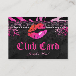 Mode Club Card Lace Lips Zebra Roze Sinaasappel Klantenkaartje