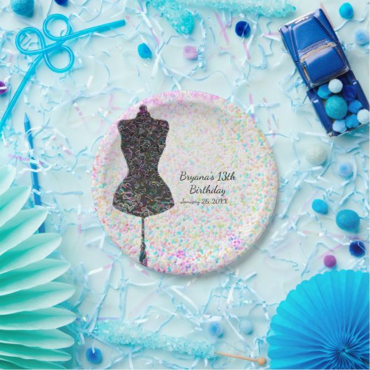 Mode Confetti Mannequin Modern Custom Party Papieren Bordje (Feest)