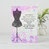 Mode Confetti Mannequin Party Uitnodigingen (Staand voorkant)
