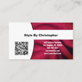 Mode Consultant Burgundy Fabric Photo QR Code Visitekaartje (Achterkant)