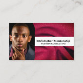 Mode Consultant Burgundy Fabric Photo QR Code Visitekaartje (Voorkant)