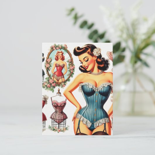  Mode Corset Pin Up Briefkaart (Staand voorkant)