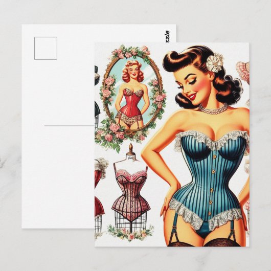 Mode Corset Pin Up Briefkaart (Voorkant / Achterkant)