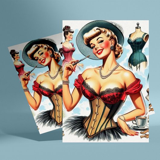  Mode Corset Pin Up Briefkaart