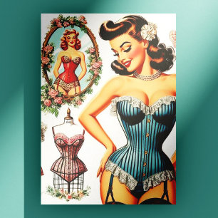  Mode Corset Pin Up Briefkaart