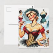  Mode Corset Pin Up Briefkaart (Voorkant / Achterkant)