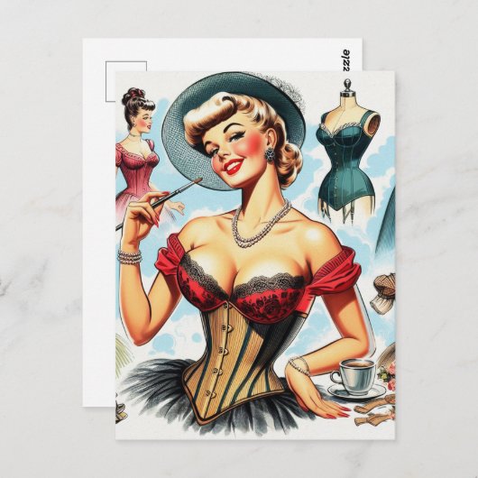  Mode Corset Pin Up Briefkaart (Voorkant / Achterkant)