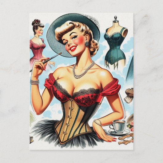  Mode Corset Pin Up Briefkaart (Voorkant)