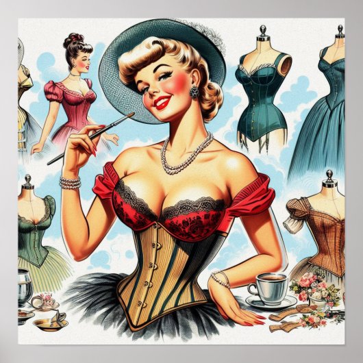  Mode Corset Pin Up Poster (Voorkant)