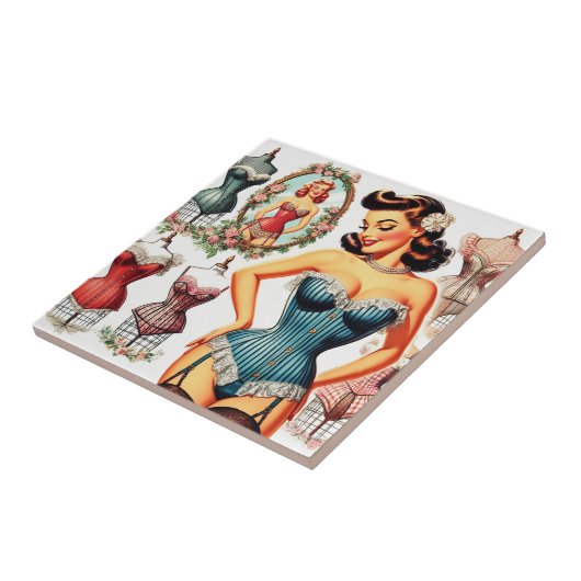 Mode Corset Pin Up Tegeltje (Zijkant)