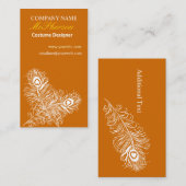 Mode Costume Designer Peacock Bird Feathers Visitekaartje (Voorkant / Achterkant)