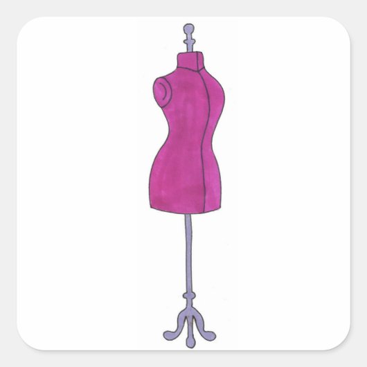 Mode Costume Designer Pink Mannequin Seamstress Vierkante Sticker (Voorkant)